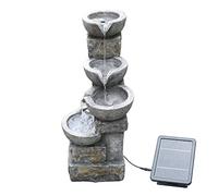 Teamson Home Fontaine de Jardin Cascade énergie Solaire Pierre Vasque Gris PT-SF0006