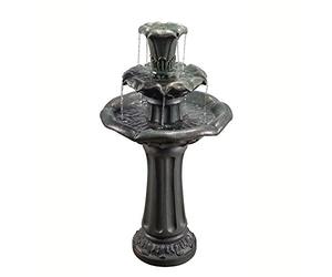 Teamson Home Fontaine de Jardin Cascade extérieur 3 Niveaux Chute d’Eau Effet Ardoise avec Pompe Gris foncé VFD8207-EU