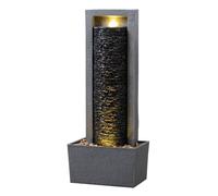 Teamson Home Fontaine De Jardin Haute Cascade Exterieure Led Roche Superposee Patio Durable Gris Fonce Gris