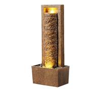 Teamson Home Fontaine de Jardin Haute Cascade extérieure Marron | LED, Roche superposée, Patio, Durable