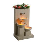 Teamson Home Fontaine d'eau extérieure avec jardinière de 29,13 pouces avec lumières LED, naturelle, Teamson Home