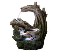 Teamson Home Fontaine Jardin extérieure 82 cm Design Roches Effet forêt et Bois, avec éclairage LED intégré, Gris