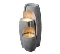 Teamson Home Fontaine Moderne 3 Niveaux Cascade exterieure LED Douce reglable urne Decorative Gris