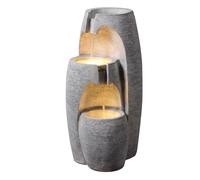 Teamson Home Fontaine Moderne 3 Niveaux Cascade Exterieure Led Douce Reglable Urne Decorative Gris Gris