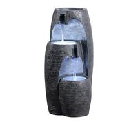 Teamson Home Fontaine Moderne 3 Niveaux Cascade exterieure LED Douce reglable urne Decorative Noir