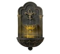Teamson Home Fontaine Murale Fleur-de-Lis extérieure 80 cm avec LED intégrée, Finition décorative Noir et Or