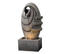 Teamson Home Fontaine Ovale Moderne Cascade exterieure LED Chaude Debit reglable compacte Gris