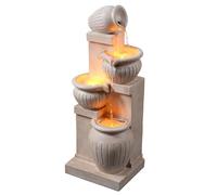 Teamson Home Fontaine Solaire à 4 Niveaux en Pierre Naturelle | LED