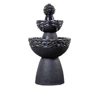 Teamson Home Fontaine Zen 3 Niveaux Cascade extérieure Finition Pierre Gris foncé