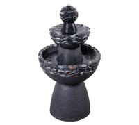 Teamson Home Fontaine Zen 3 Niveaux Cascade Extérieure Finition Pierre Gris Foncé Gris