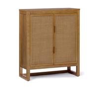 Teamson Home Hatteras Meuble d’appoint 71 cm avec 2 Portes rotin, étagères réglables et Rangement Compact Salon ou entrée, Naturel