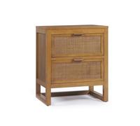 Teamson Home Hatteras Table de Chevet 51 cm avec 2 tiroirs rotin, Finition Naturelle et Rangement Compact Chambre