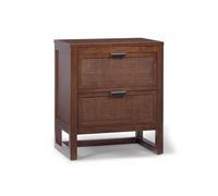 Teamson Home Hatteras Table de Chevet 51 cm avec 2 tiroirs rotin, Finition Noyer et Rangement Compact Chambre