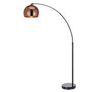 Teamson Home Lampadaire Arquer arc lampe de salon abat-jour rose doré pied marbre noir VN-L00011-EU