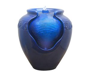 Teamson Home Outdoor Glazed Pot Fountain Blue Royal Blue Bleu
