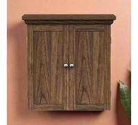 Teamson Home Stratford Armoire murale amovible à deux portes avec étagères réglables, organiseur à trois niveaux, finition grain de bois rustique pour salle de bain, cuisine, buanderie, noyer