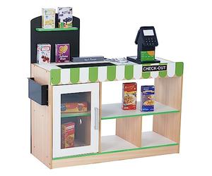 Teamson Kids Caisse Énregistreuse Électronique Marchande Supermarché avec 26 Accessoires en Bois Austin pour Enfants TD-13206B