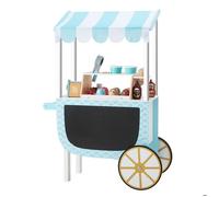 Teamson Kids Chariot à Glaces en Bois, 33 PCS Ensemble de Jeu de Marchande avec Boules de Glace Magnétiques