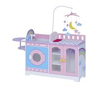 Teamson Kids Crèche Poupon Bois 6-en-1 Berceau, Table à Langer, Chaise