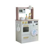 Teamson Kids Cuisine en Bois Little Chef avec Jardin Miniature, évier, Four, Machine à Laver Verte et 9 Accessoires pour Jeux d’Imitation