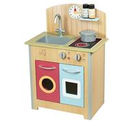 Cuisine Enfant En Bois Dinette Avec 4 Accessoires Rouge Bleu Naturel Teamson Kids Porto Td-13595c