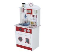 Teamson Kids Cuisine Enfant en Bois Little Chef Rouge Blanche Jeu TD-12385R | Design Classique