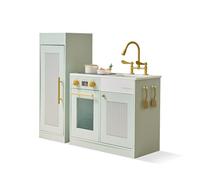 Teamson Kids, Cuisine Enfant, Meuble de Jeu, MDF, 85,4 x 30 x 80,4 cm, Vert, Modulaire avec Réfrigérateur et Évier, 12 Accessoires, pour Enfants dès 3 Ans, 15,6 kg