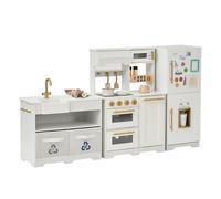 Teamson Kids Cuisine enfant modulaire bois blanc & or avec accessoires réalistes rangement et détails éducatifs pour jeux créatifs