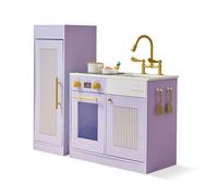 Teamson Kids, Cuisine Enfant, Meuble de Jeu, MDF, 85,4 x 30 x 80,4 cm, Violet, Modulaire avec Réfrigérateur et Évier, 12 Accessoires, 3 Ans+