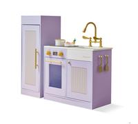 Teamson Kids, Cuisine Enfant, Meuble de Jeu, MDF, 85,4 x 30 x 80,4 cm, Violet, Modulaire avec Réfrigérateur et Évier, 12 Accessoires, 3 Ans+