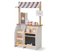 Teamson Kids Espresso Treats Stand café Jouet Bois avec Machine Expresso, pâtisseries, Tasses, Tableau Menu, Panneau Ouvert/fermé, rangements, 29 Accessoires