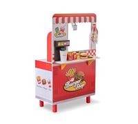 Teamson Kids Burger Shop en Bois Rouge pour Enfant avec Grill friteuse Distributeur Boissons et Accessoires pour Jeu éducatif & créatif