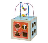 Teamson Kids Grand Cube d’activité en Bois 4 en 1 Jeu d’éveil 1 an Premier âge éducatif Apprentissage bébé PS-T0006