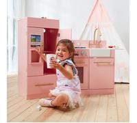 Teamson Kids Grande Cuisine en Bois Little Chef Charlotte avec Réfrigérateur, Ensemble de Jeu Rose