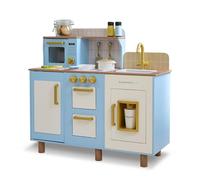 Teamson Kids Little Chef Hampton Cuisine Jouet Bois Enfant | Distributeur de Glace, Évier, Boutons rotatifs, Rangements, Jeu d'Imitation, 17 Accessoires