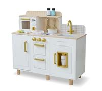 Teamson Kids Little Chef Hampton Cuisine Jouet Bois Enfant | Distributeur de Glace, Évier, Boutons rotatifs, Rangements, Jeu d'Imitation, 17 Accessoires