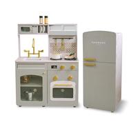 Teamson Kids Little Chef Normandy Cuisine Jouet Bois Vert | Modulable, Frigo séparé, Évier, Boutons rotatifs, 14 Accessoires