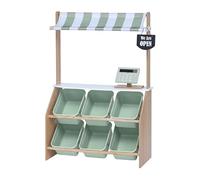 Teamson Kids Little Helper TD-13638A-AMZ Support en Bois avec Caisse enregistreuse et 6 bacs de Rangement en Plastique Vert