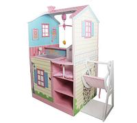 Teamson Kids Maison De Poupée Nurserie Et Table À Langer 2 Façades Set De Jeu avec Chaise Haute, Berceau Et Bain Olivia's Little World TD-11460A