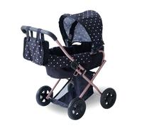 Teamson Kids Poussette Classique 2-en-1 pour Poupée, Noir, Métal et Polyester, 56 x 37 x 64 cm, Nacelle Amovible, Canopy Réglable, 1,8 kg