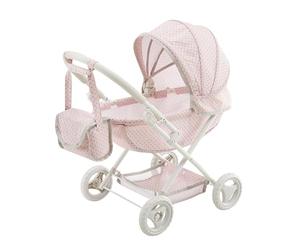 Teamson Kids Poussette Landau pour Poupée Polka Dot Princess Rose | Avec Panier, Capote Réglable