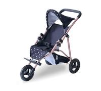 Teamson Kids Poussette jogging pour poupée Noire pois roses Canopy réglable Harnais sécurisé