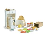 Teamson Kids, Set Petit-Déjeuner Éducatif, Cuisine Enfant, 3 Ans et Plus, 14 x 15 x 25 cm, Blanc, MDF, Grille-Pain et Cafetière avec 27 Accessoires, 1,8 kg