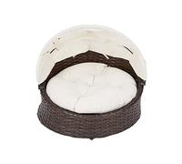 Teamson Panier lit en Osier Niche Chien Chat avec Coussin Amovible Lavable Marron crème Clotho Pets ST-N10004-UK