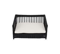 Teamson Pets Clotho Intérieur Extérieur Osier Rotin Chat ou Petit Chien Lit Canapé Chaise Longue Résistant à l'eau avec Coussin Lavable Amovible Marron ST-N10006-UK