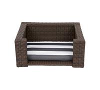 Teamson Pets Clotho Intérieur Extérieur Rotin Chat ou Petit Chien Lit surélevé avec Coussin Lavable Amovible Marron ST-N10005-UK