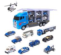 Teamsterz Ensemble de véhicules de Transport de Service de Police | Voiture, Camion | Dd'intérieur et d'extérieur pour bac à Sable | Lanceur de Voiture Jouet | Rangement Voitures | À partir de 3 Ans