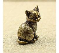 TEAMWILL Figurine de Chat en Laiton - Petite Statue de Chat - Figurines animales - Décoration de Bureau