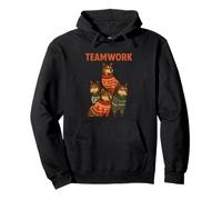 Teamwork Wolf Pack Vintage Art Winter Forest Scène Vacances Sweat à Capuche