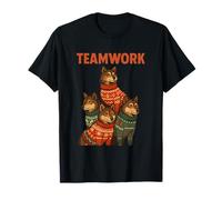 Teamwork Wolf Pack Vintage Art Winter Forest Scène Vacances T-Shirt